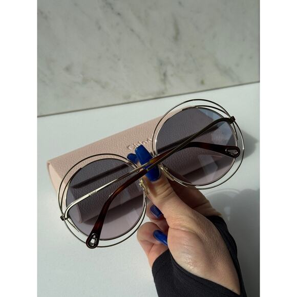 NEW Chloe CH0045S Carlina Round Sunglasses in Gold Blue main image 8